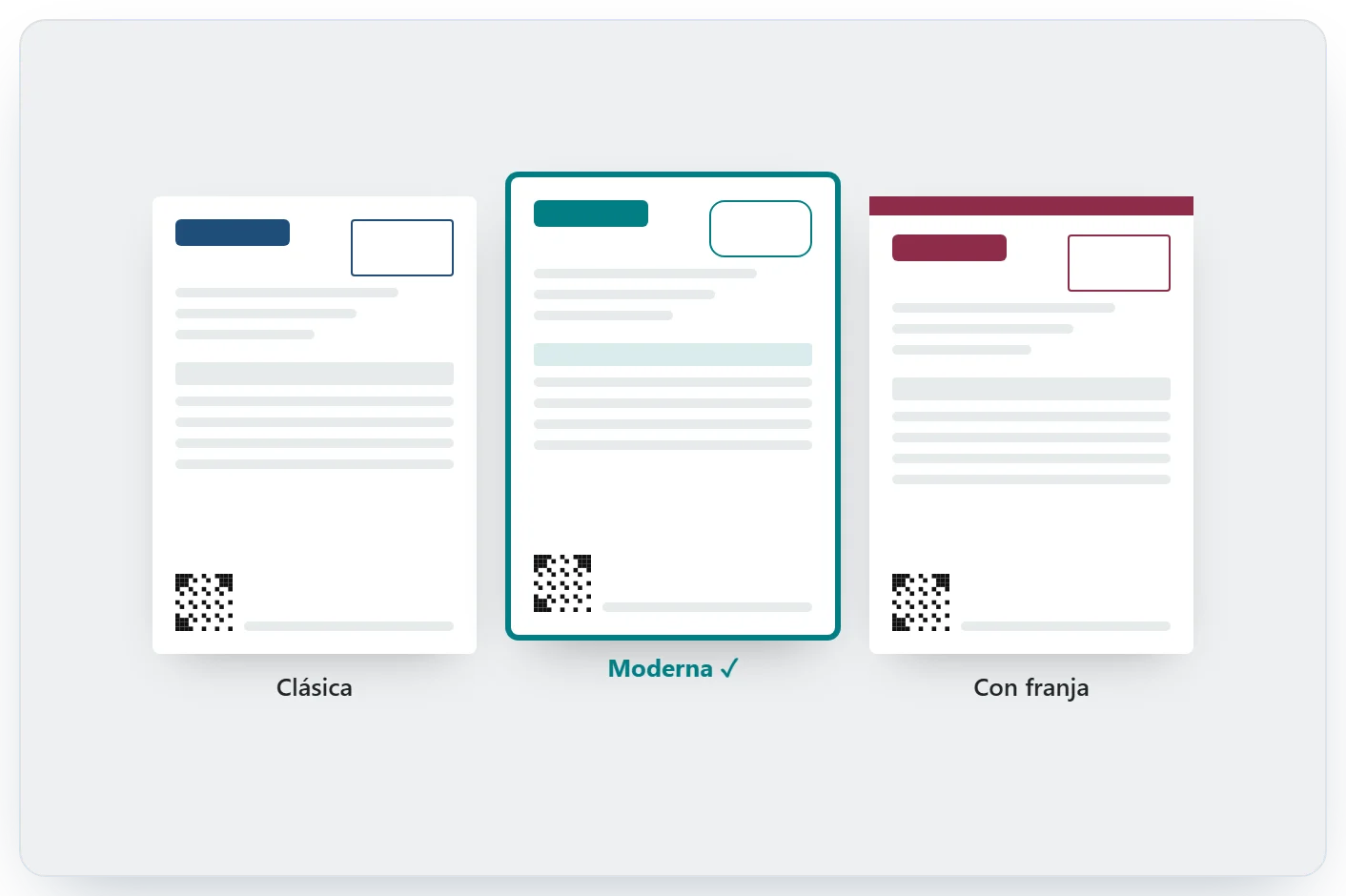 Tres diseños de factura electrónica para elegir